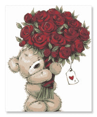 Bear with Bouquet of Roses - Valentine Special