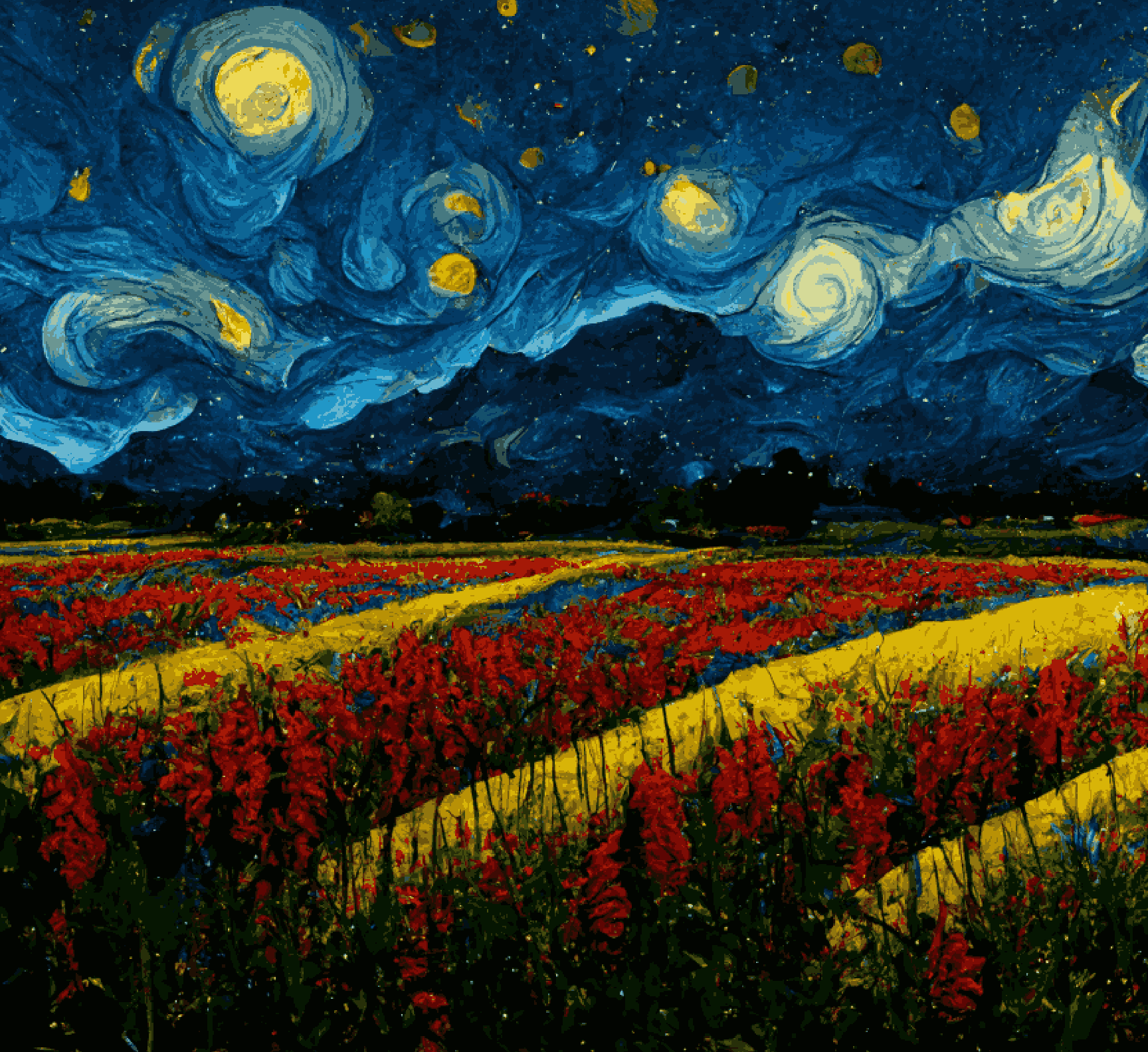 A Garden - Van Gogh Style