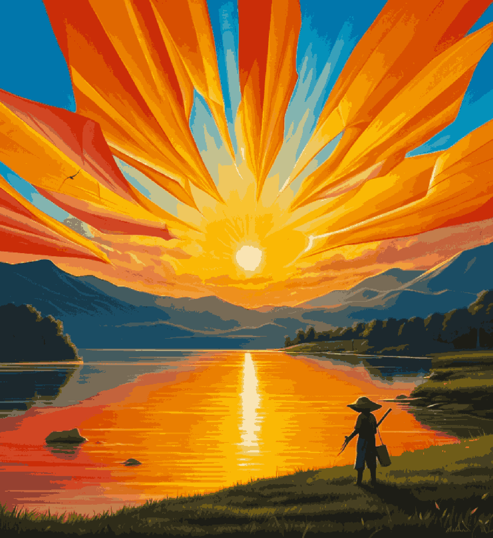 A Boy at Sunset