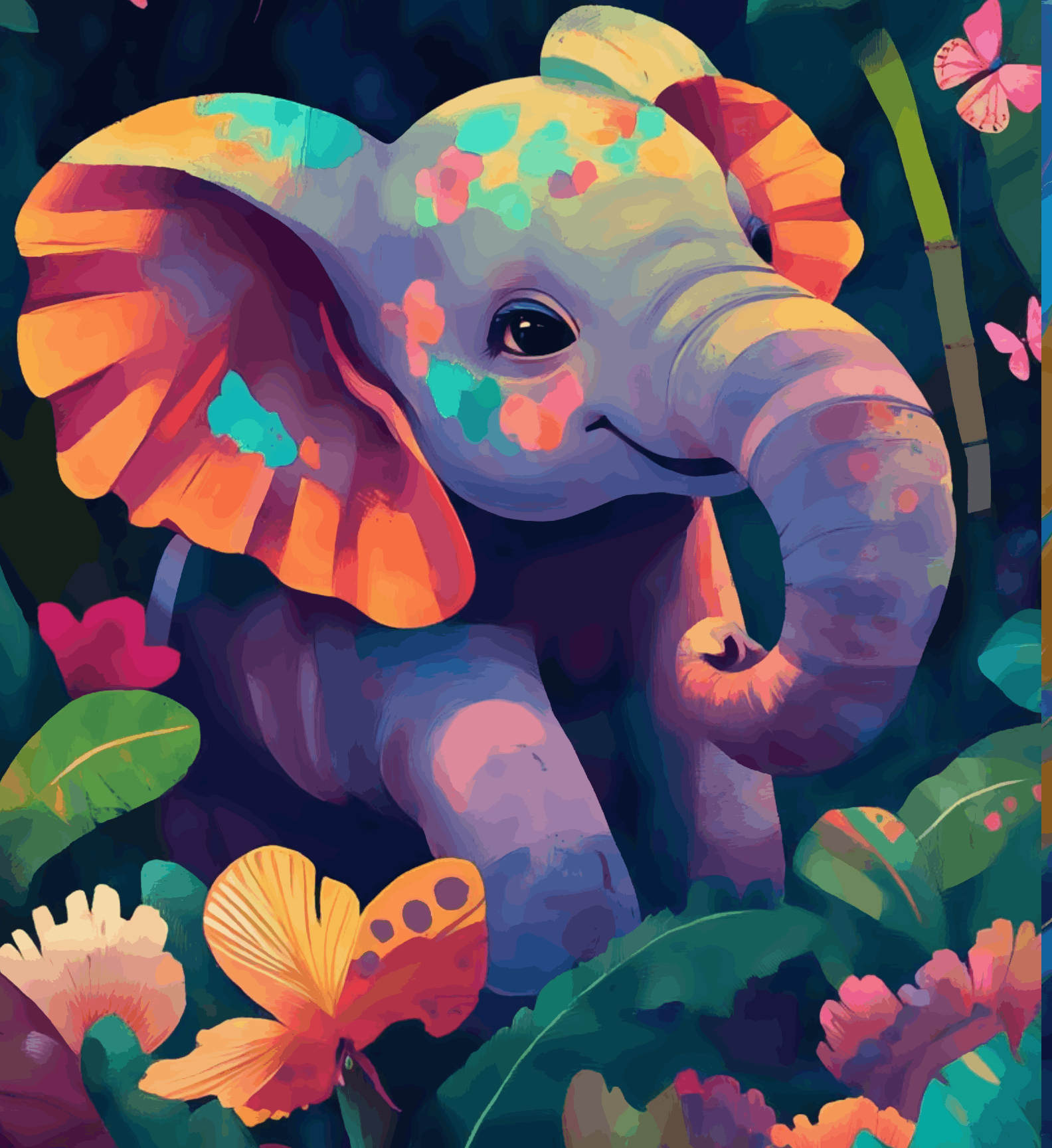 Cute Baby Elephant Joy and Good Luck