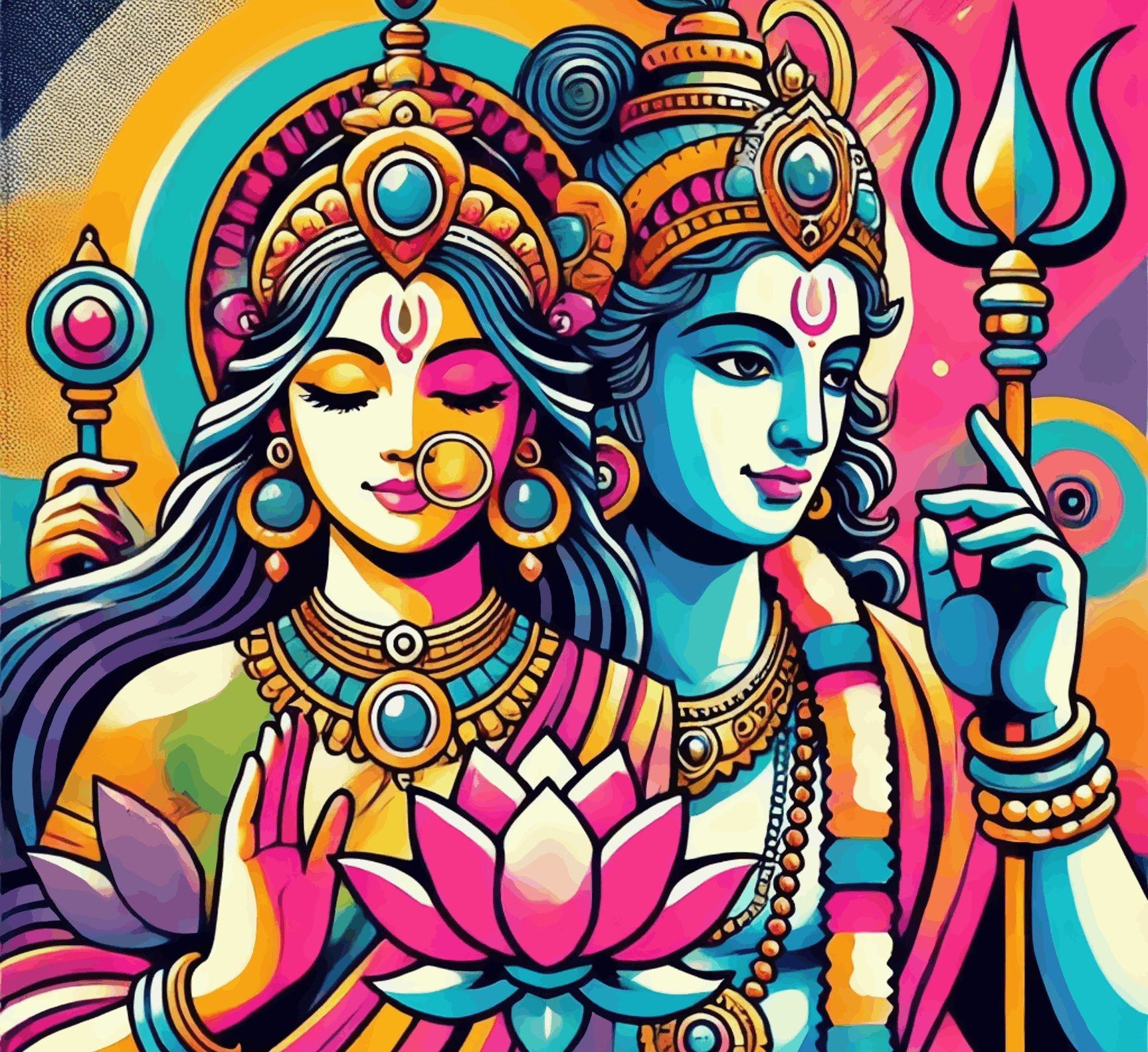 Shiv Parvati Colorfull Abstract