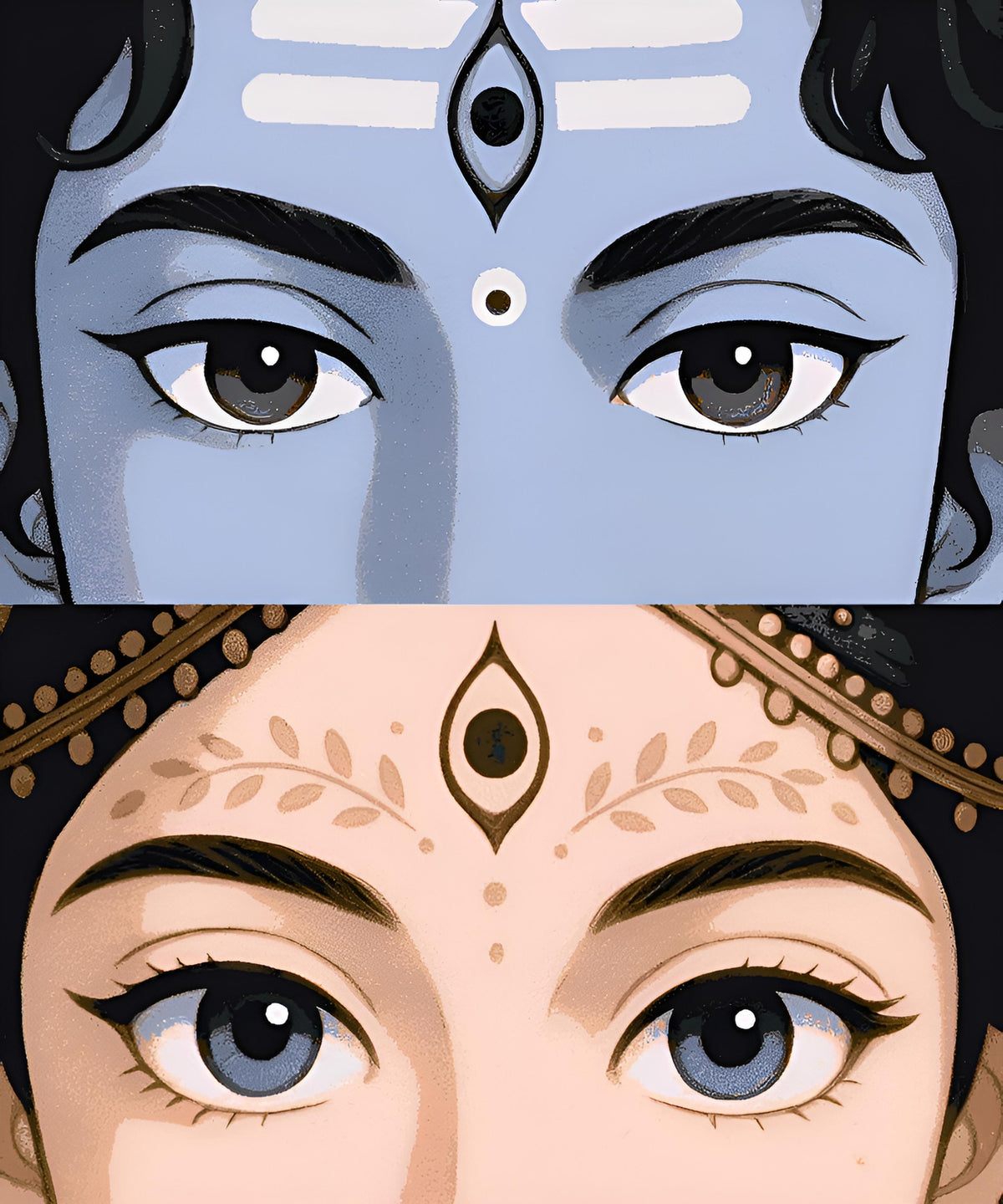 Shiv and Parvati Eyes Embrace