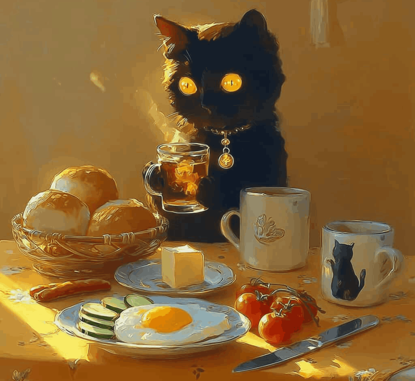 Morning Brew with Feline Company