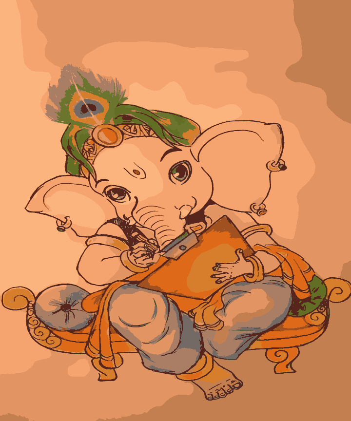 Bal Ganesha Writing