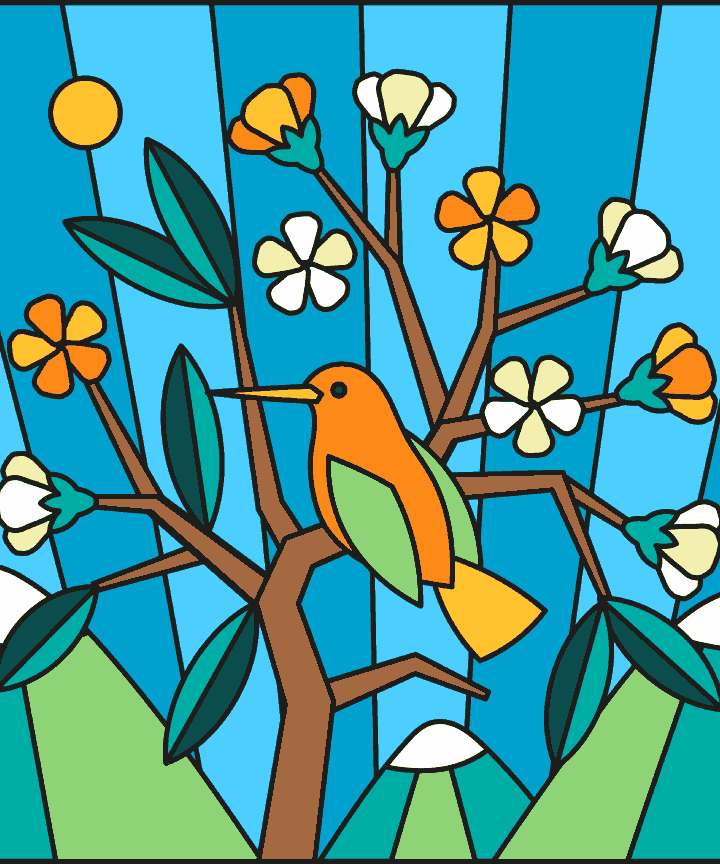 Bird Stained Glass Style