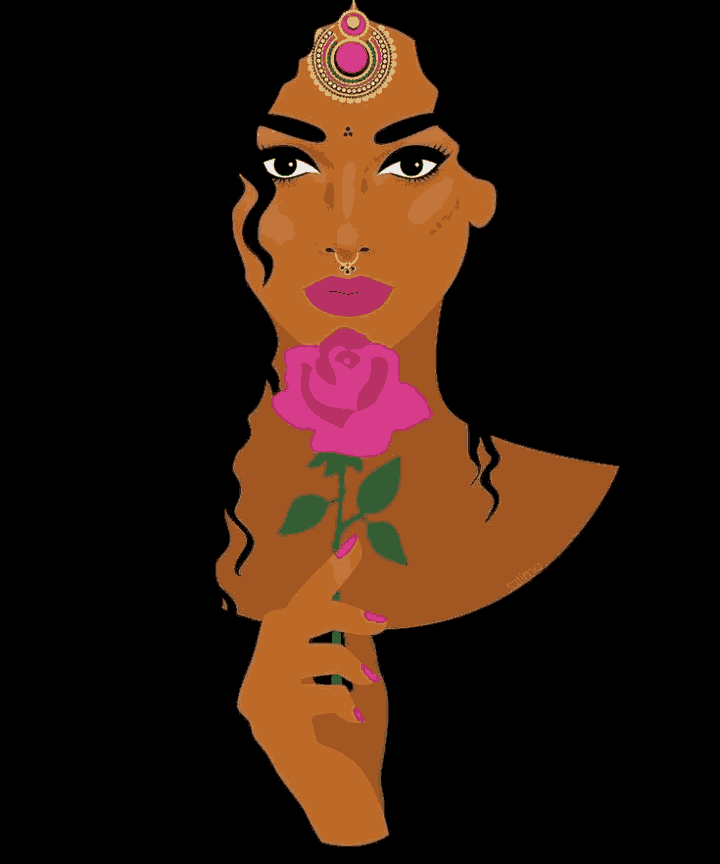 Lady with Pink Rose
