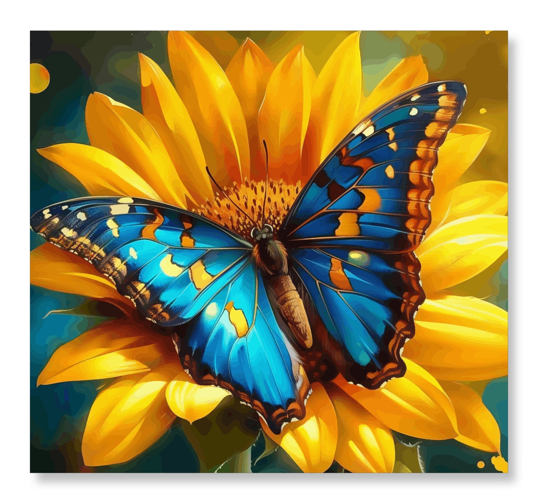 Harmony in Bloom - Butterfly Fetching Sunflower