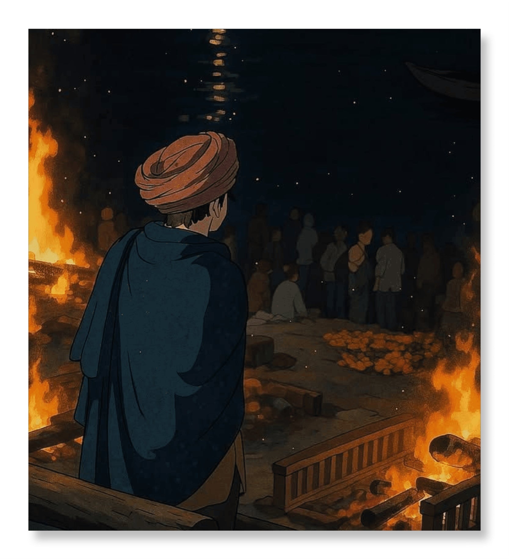 Silhouettes of Salvation - Ghibli Edition Varanasi Ghat