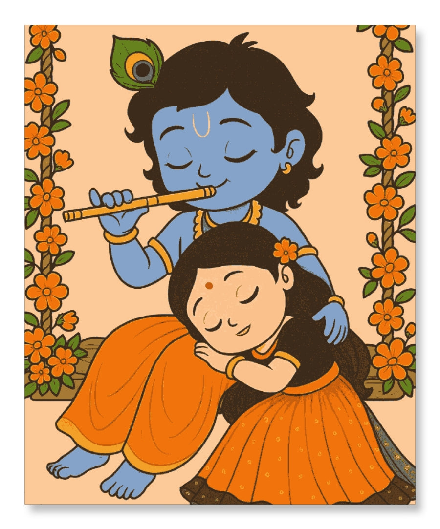 Cute Radha Krishna on Swing – PaintWaint