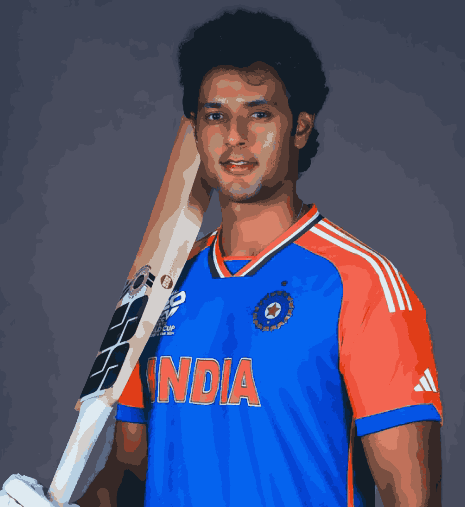 Shivam Dube with Bat-Cricketer-T20 World Cup Collection