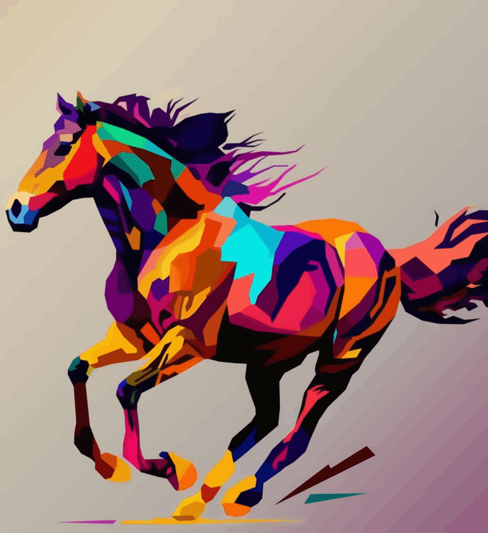 Running Horse - Colourful