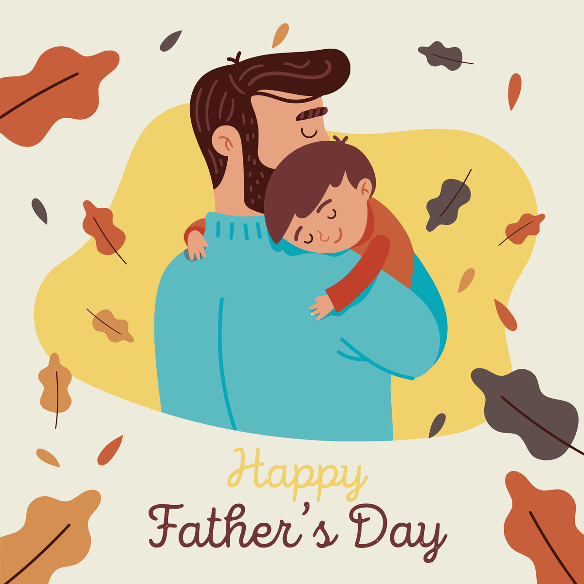 Father's Day- Son sleeping on Father's shoulder
