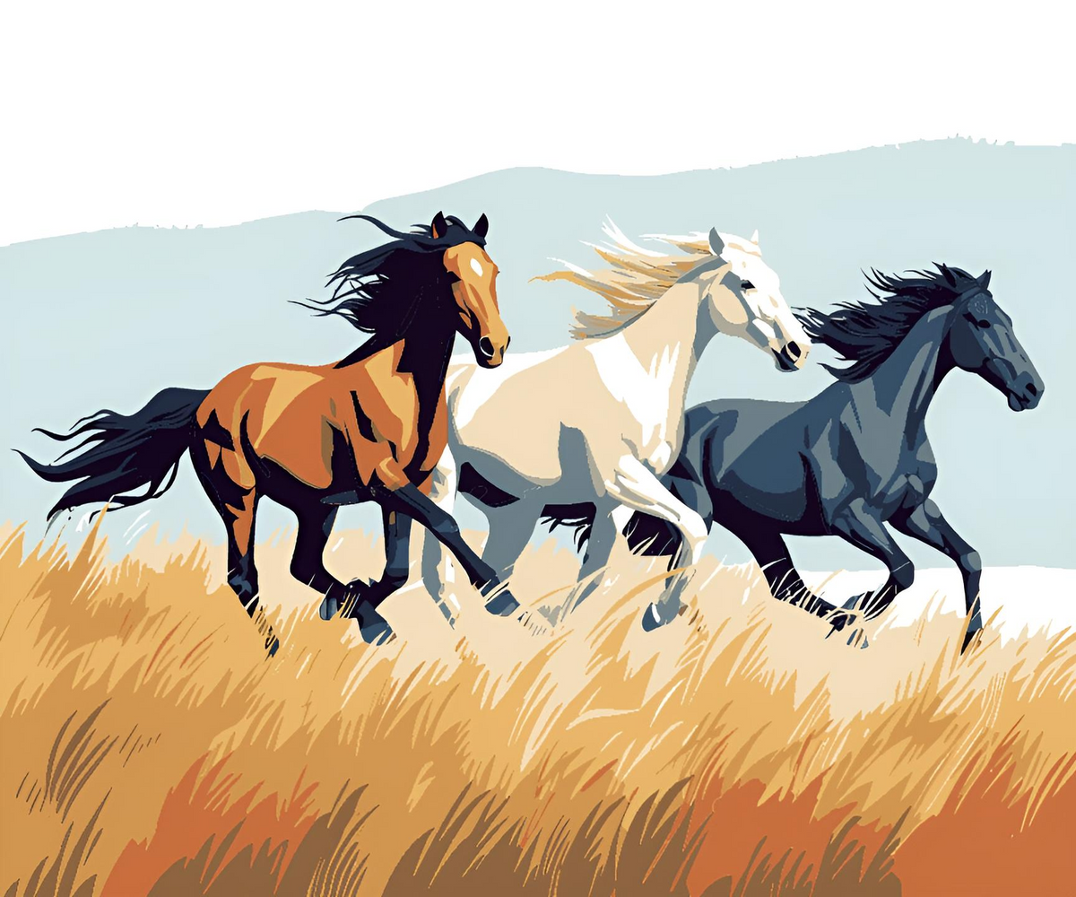 Three Running Horses