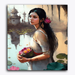 Lady Picking Lotus