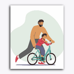 Father's Day- Father and Son riding bicycle