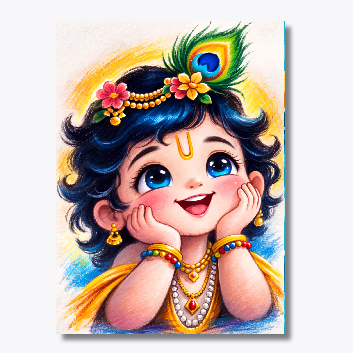 Cute Little Krishna Smiling - Dot by Number