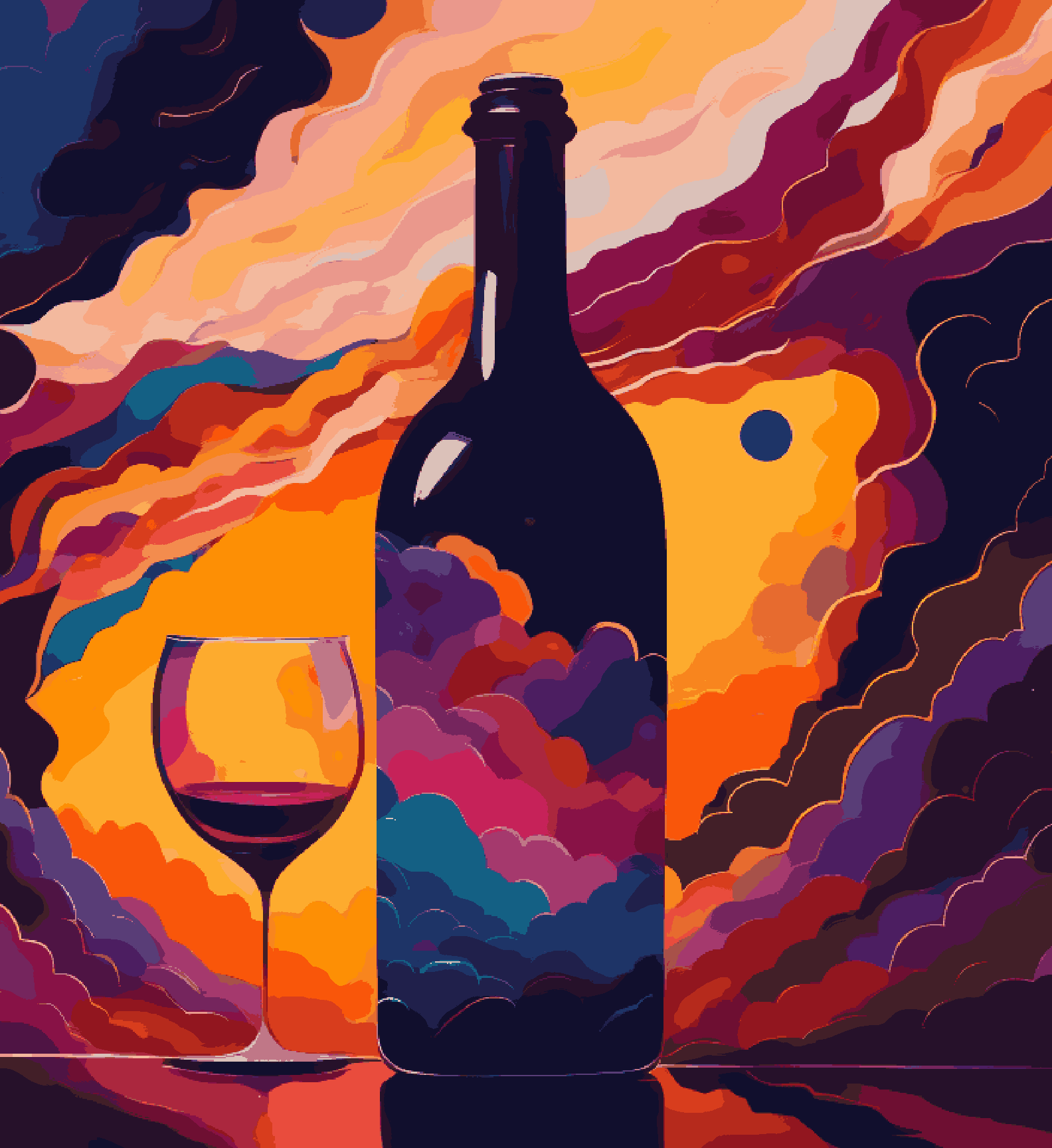 Wine Glass & Bottle
