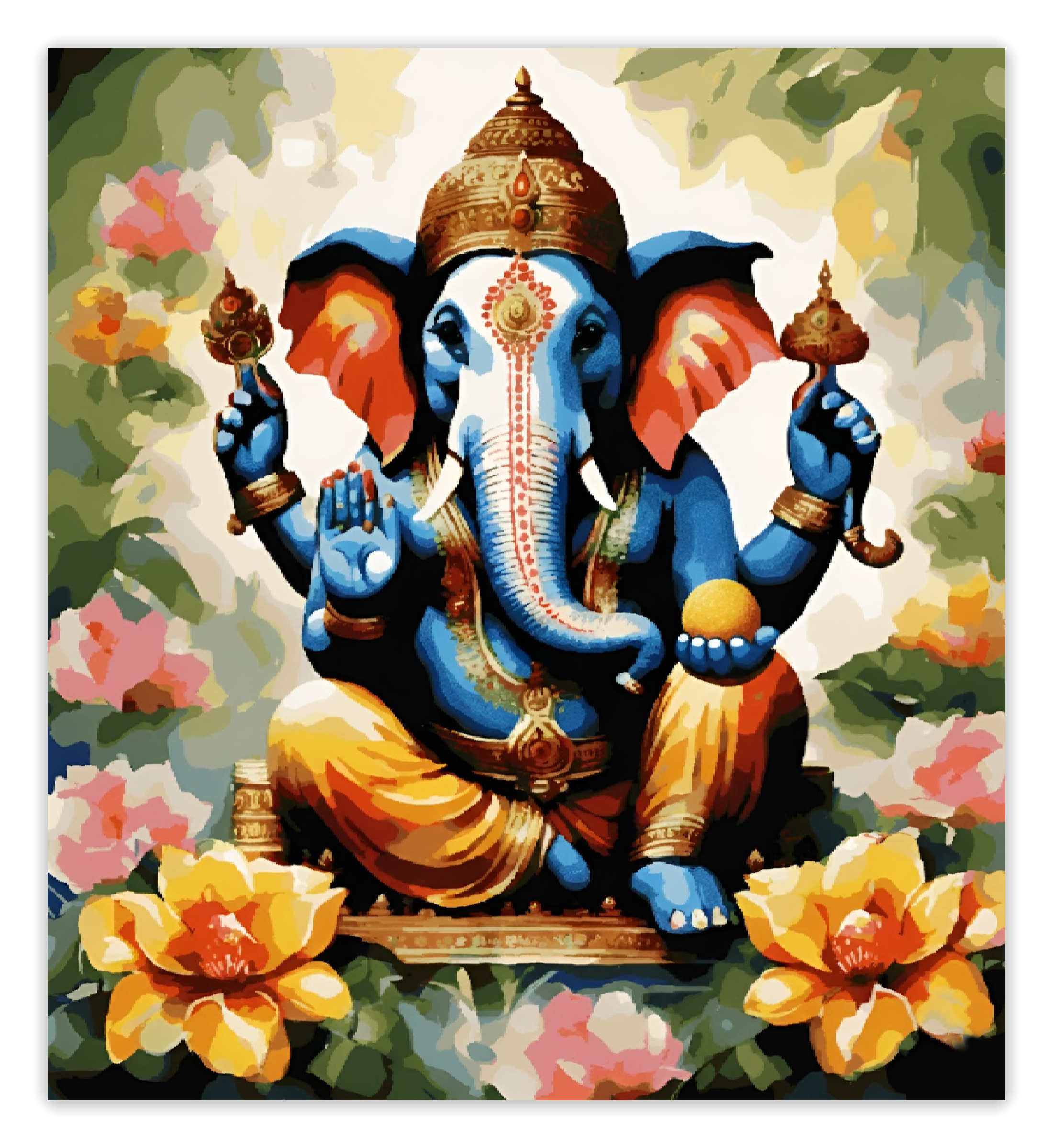 Ganesha Sitting in between Flowers