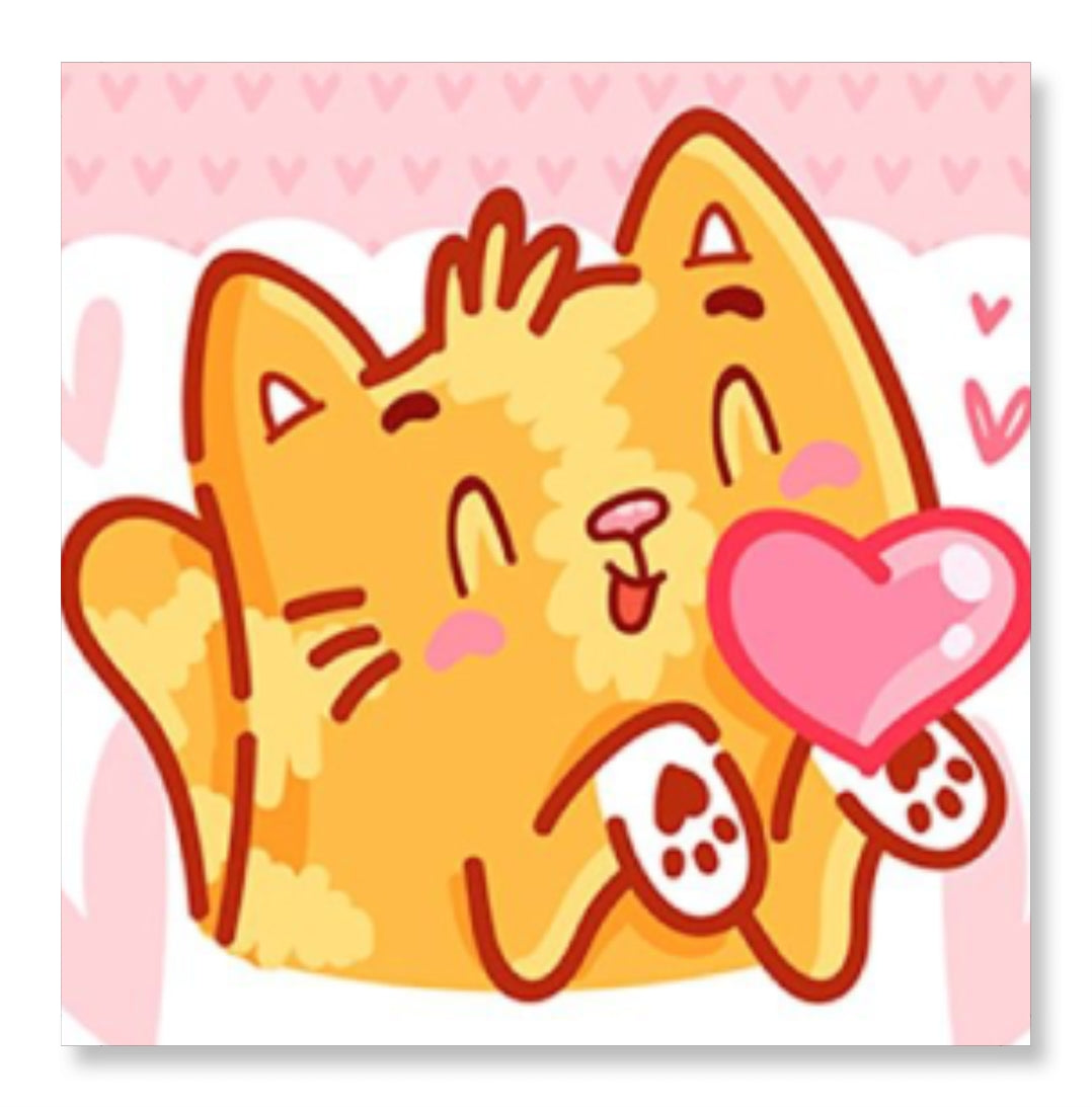 Cat with Pink Heart - Valentine Special
