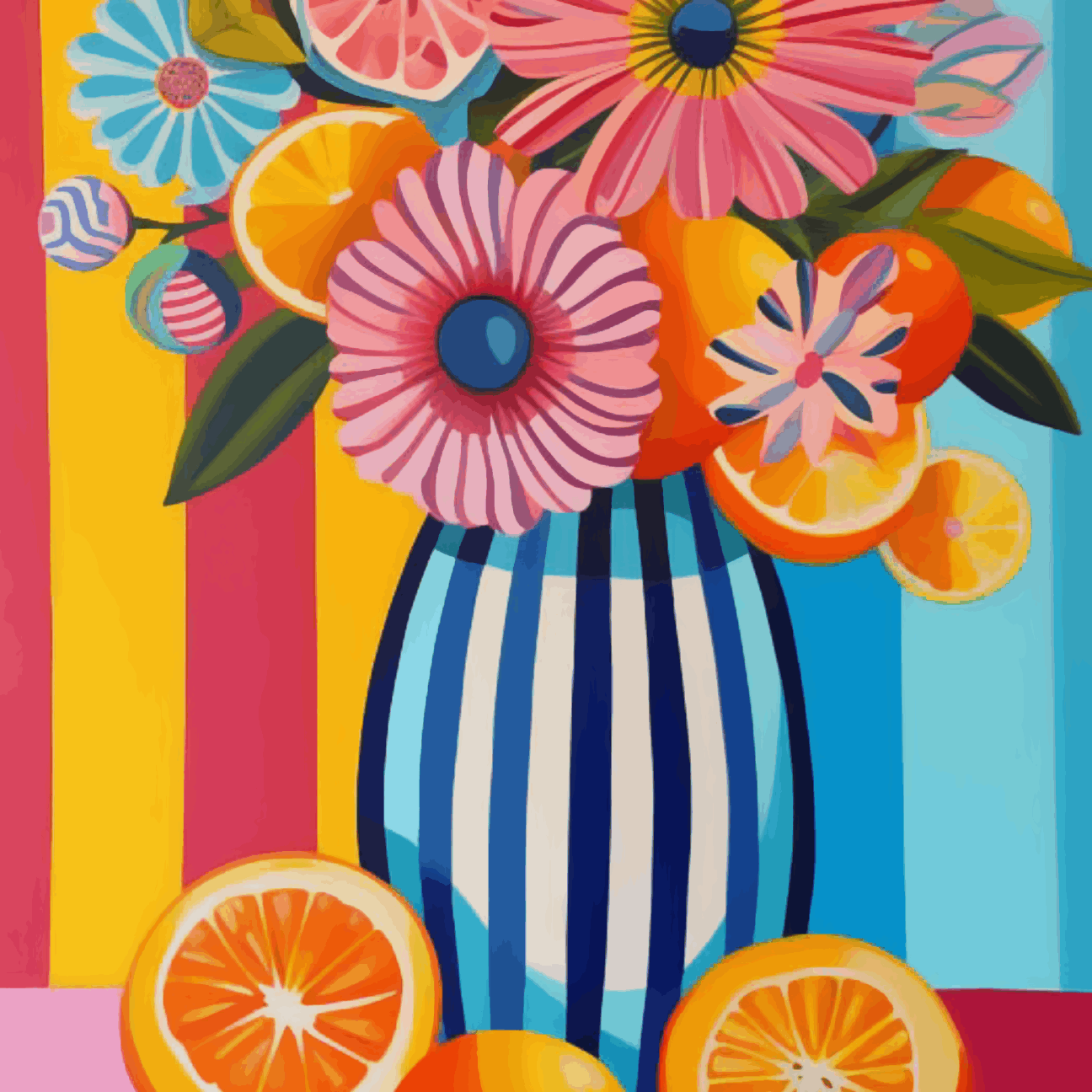 Flower Vase with Oranges
