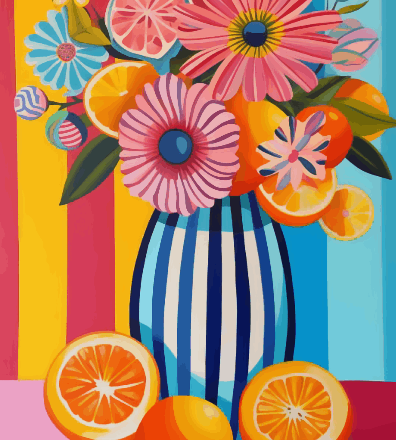 Flower Vase with Oranges