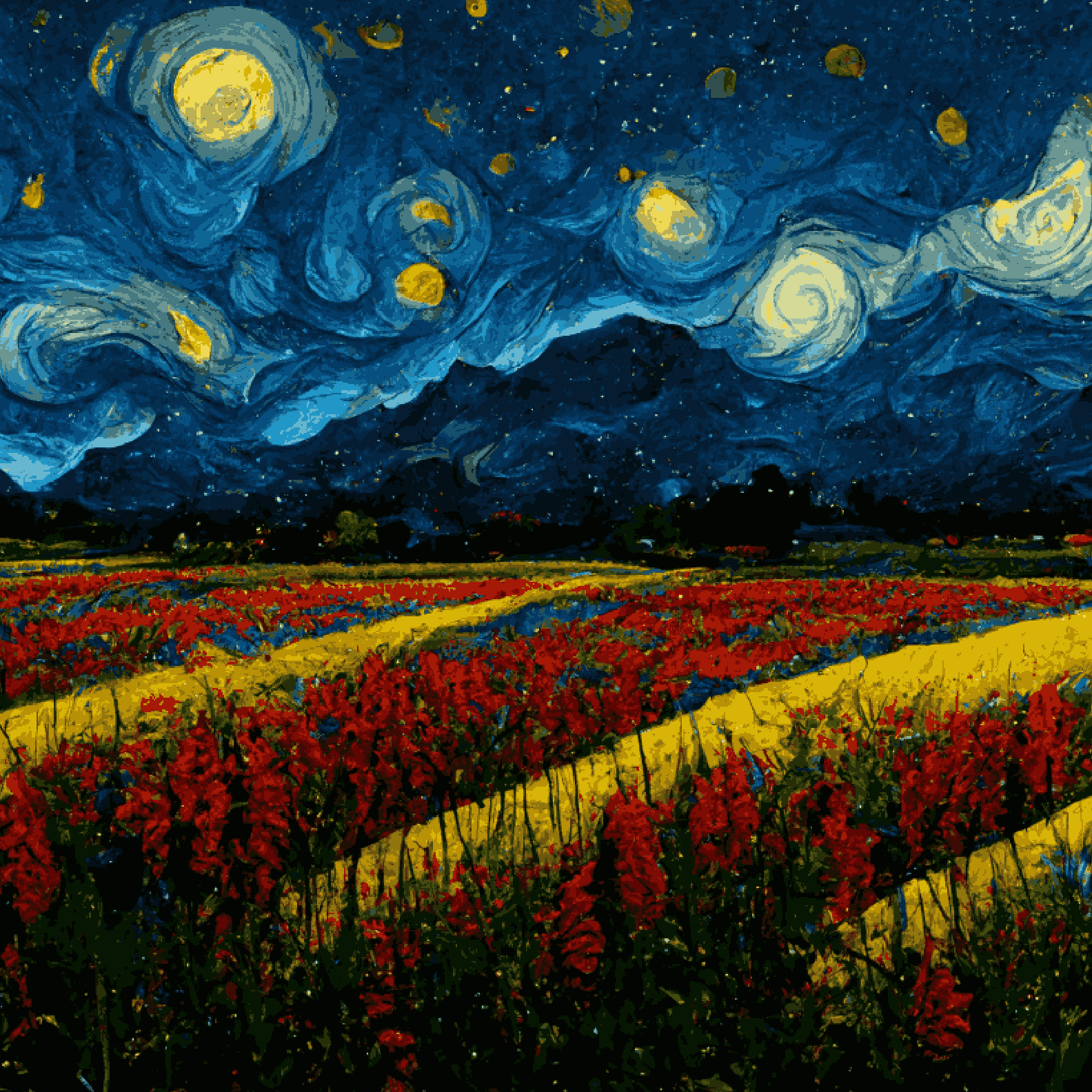 A Garden - Van Gogh Style
