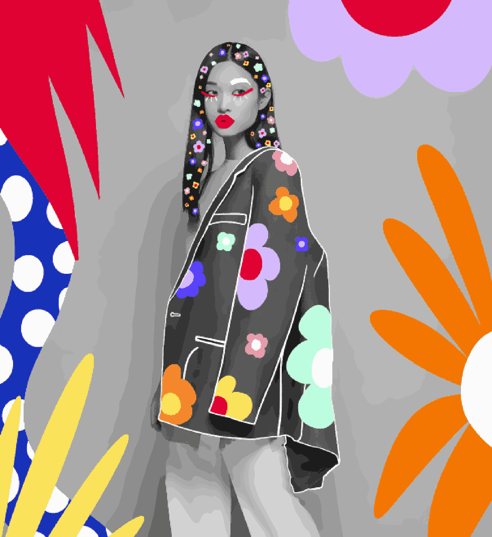 A Girl in Colourful Hair and Jacket