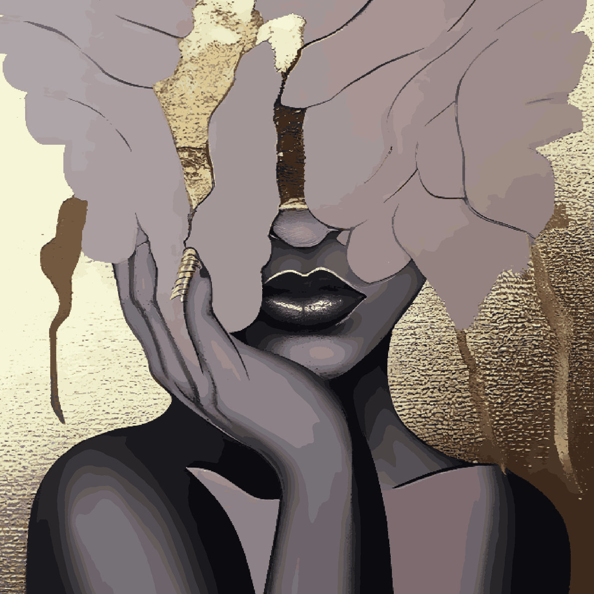 A Women with Golden Foil Effect