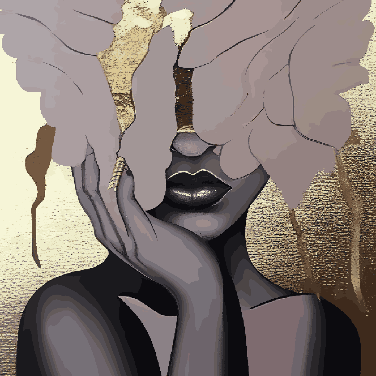 A Women with Golden Foil Effect