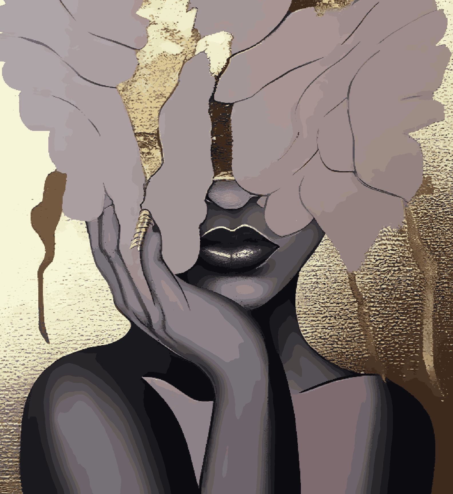 A Women with Golden Foil Effect