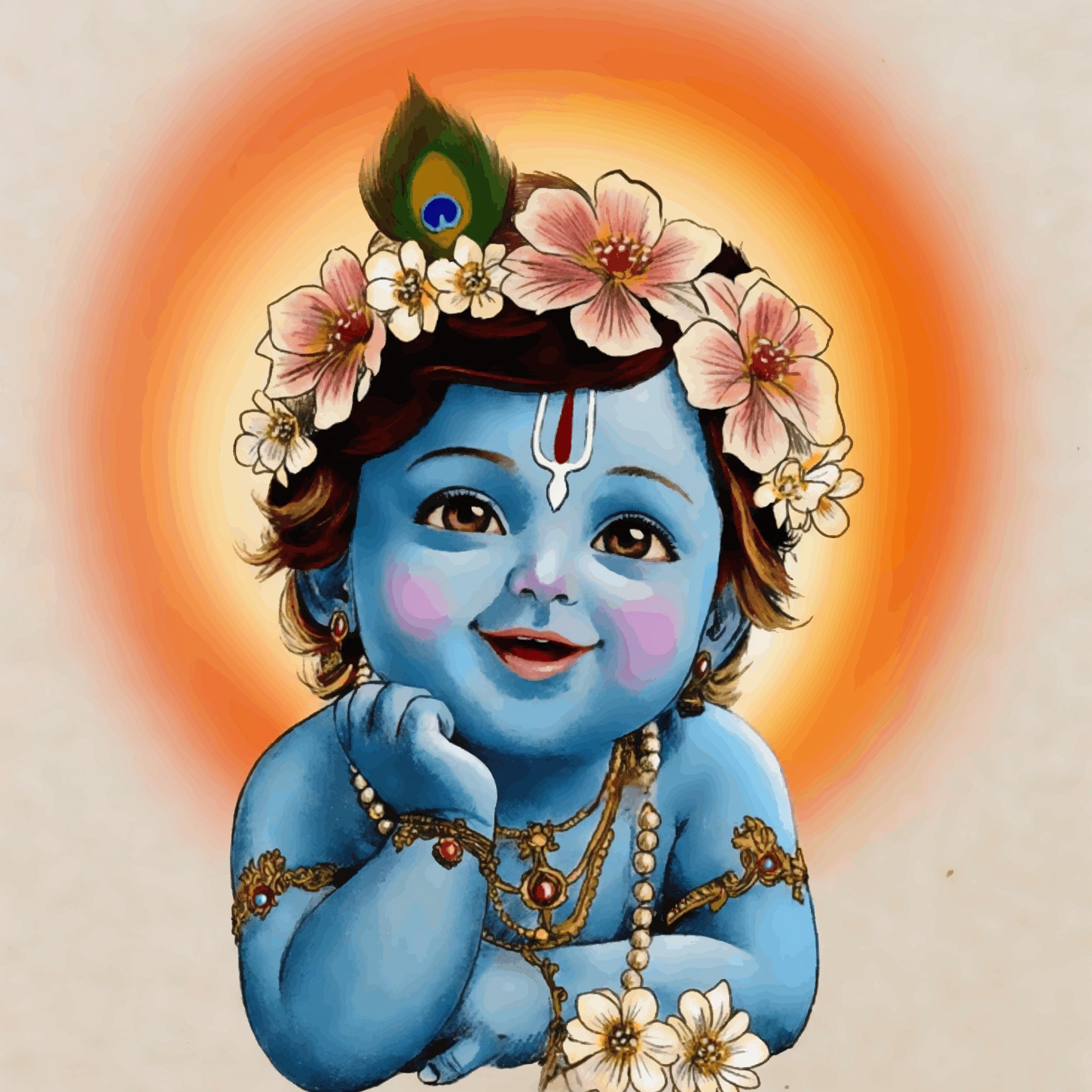 Cute Little Krishna Portrait - Janmasthami