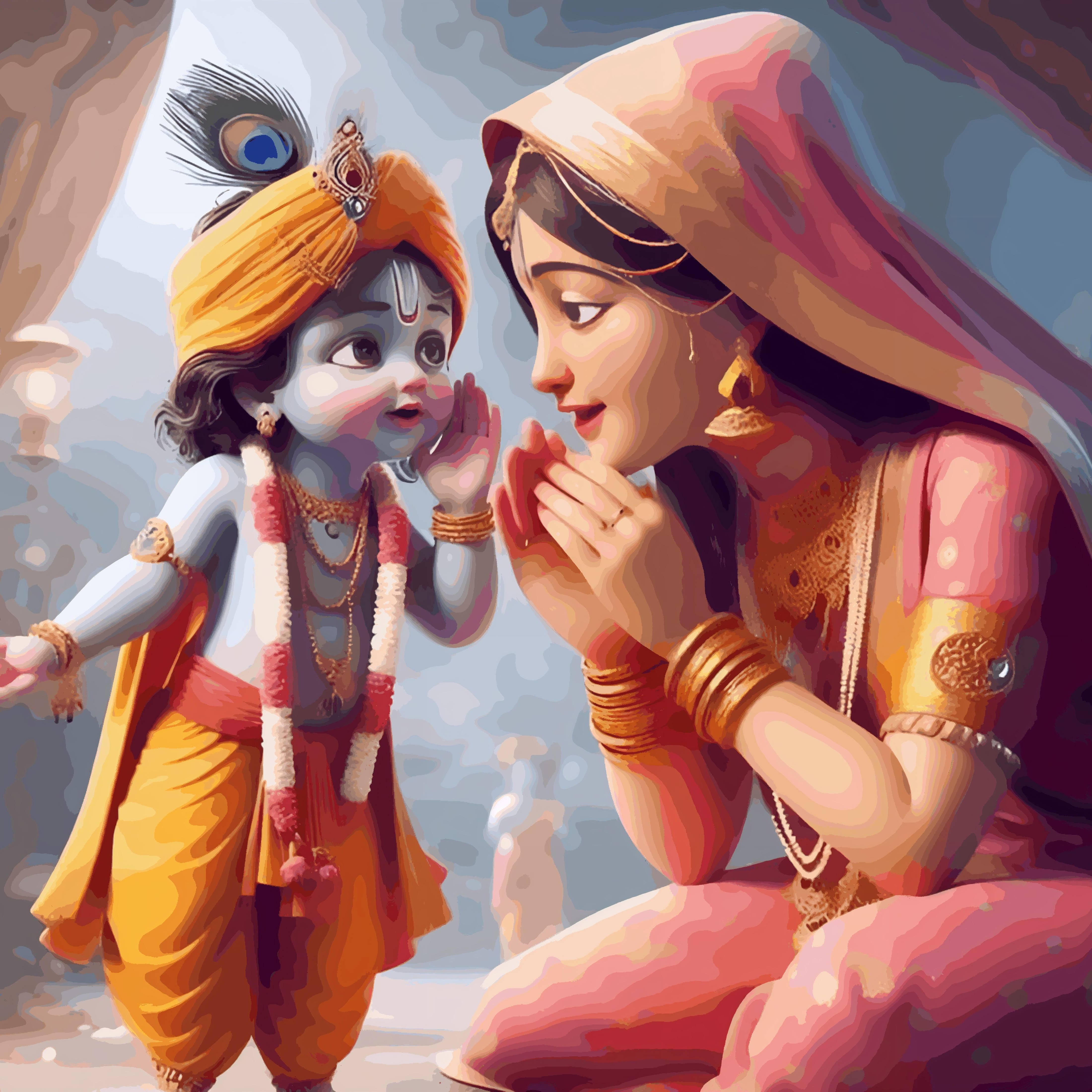Little Krishna with Yashoda Maiya - Janmasthami
