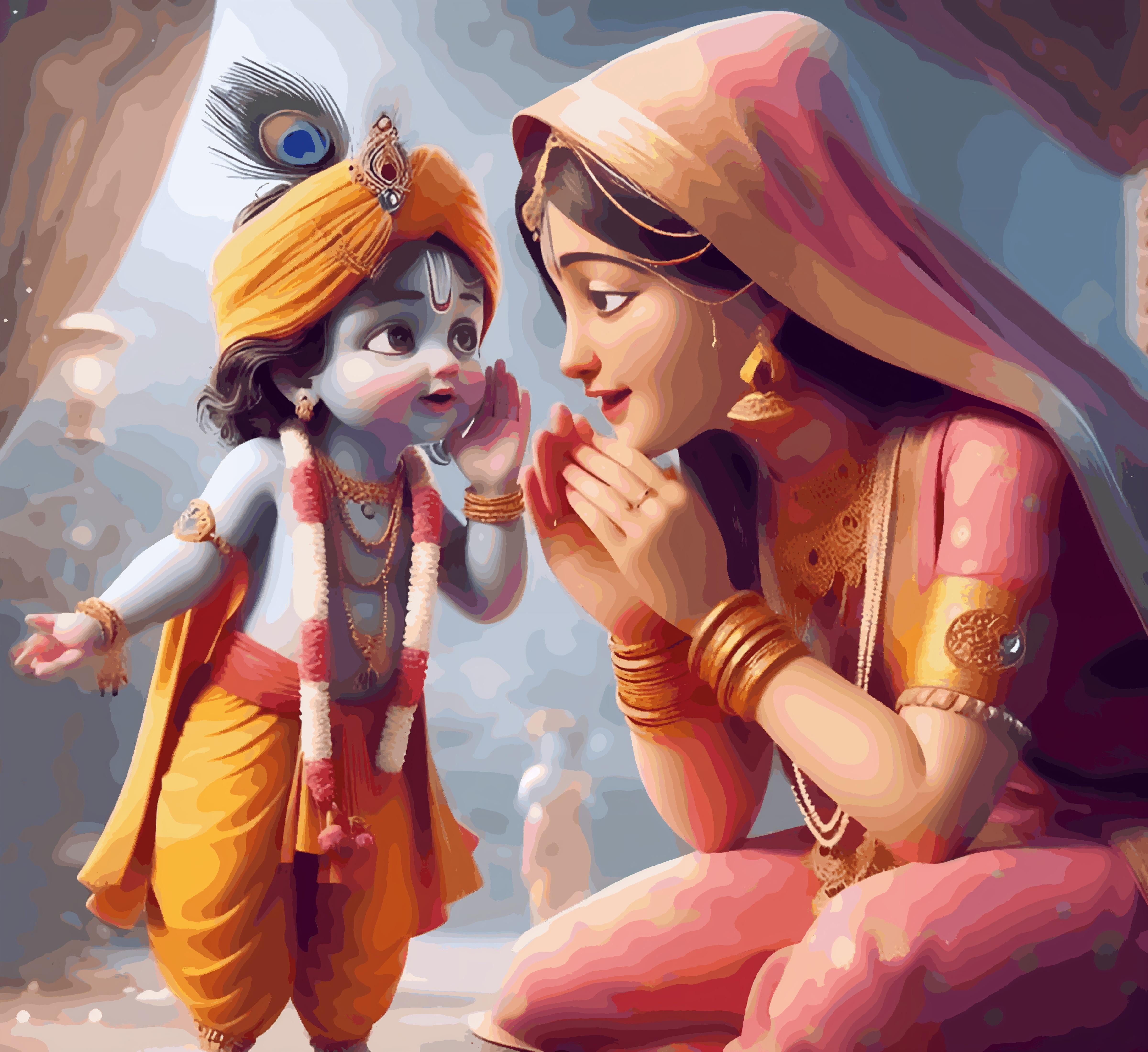 Little Krishna with Yashoda Maiya - Janmasthami