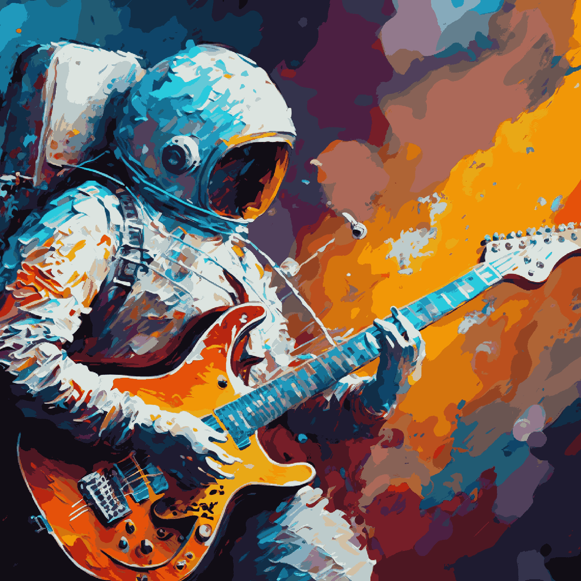 Astronaut Holding Guitar