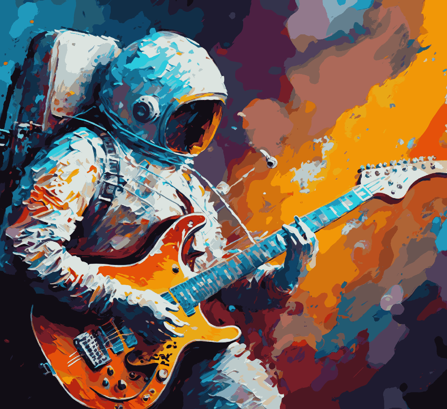 Astronaut Holding Guitar
