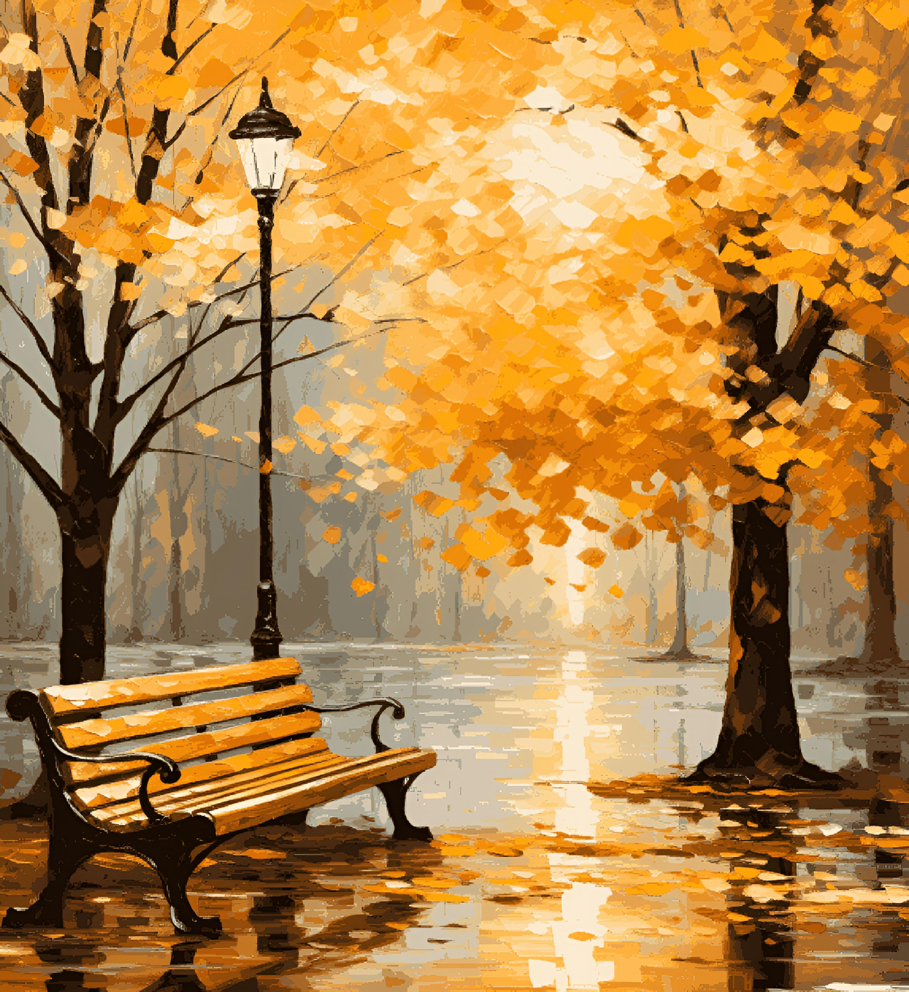 Autumn Season Bench Tree