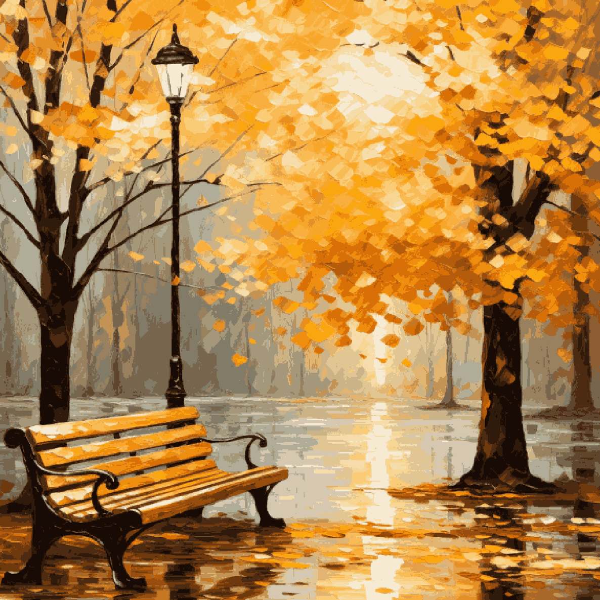 Autumn Season Bench Tree