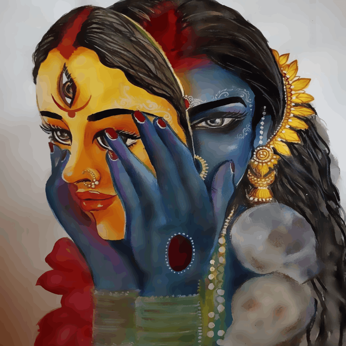 Maa Durga two Mirrored Face