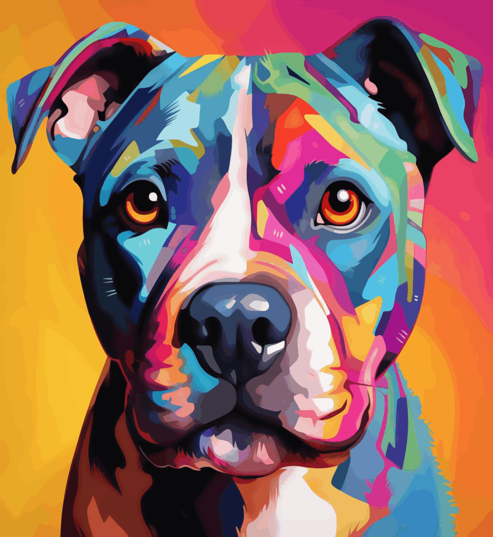 Pitbull Dog Colorful Portrait