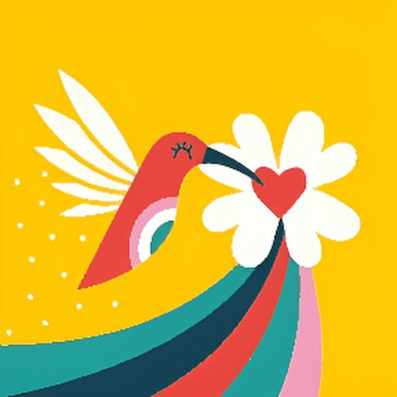 Bird Fetching Flower