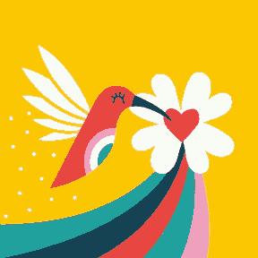 Bird Fetching Flower