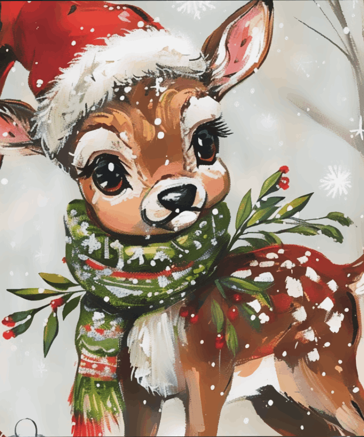 Snow Kissed Cute Littler Deer
