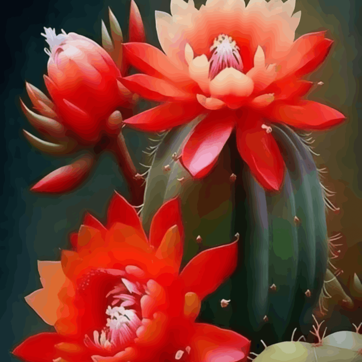 Red flower on Cactus