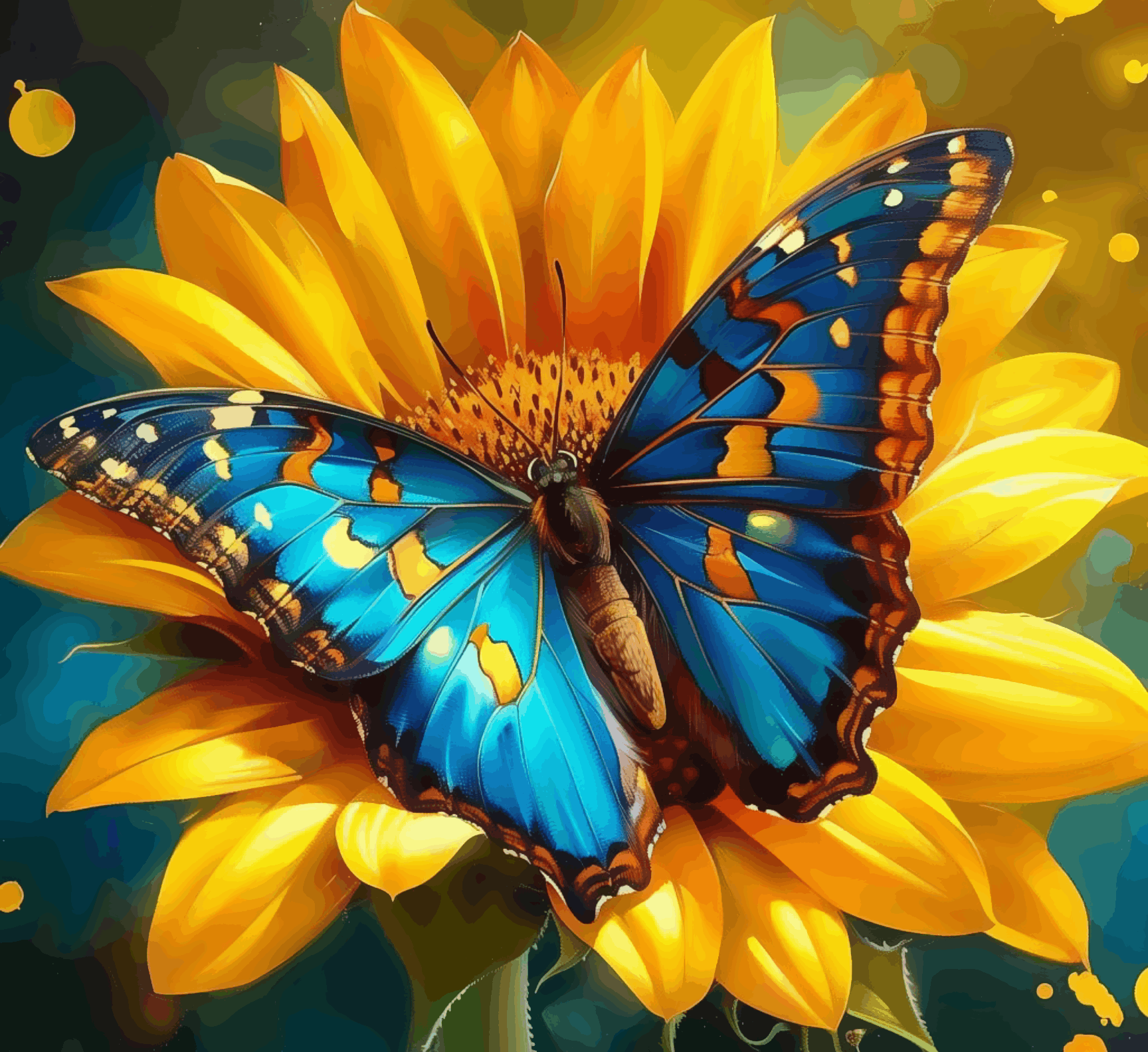 Harmony in Bloom - Butterfly Fetching Sunflower
