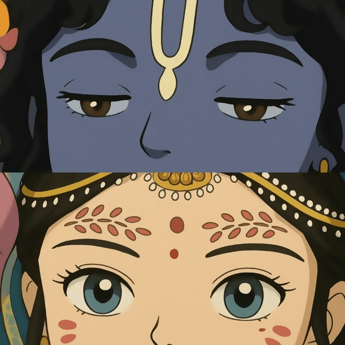 Harmony in Blue and Gold - Ghibli Addition Radha Krishna