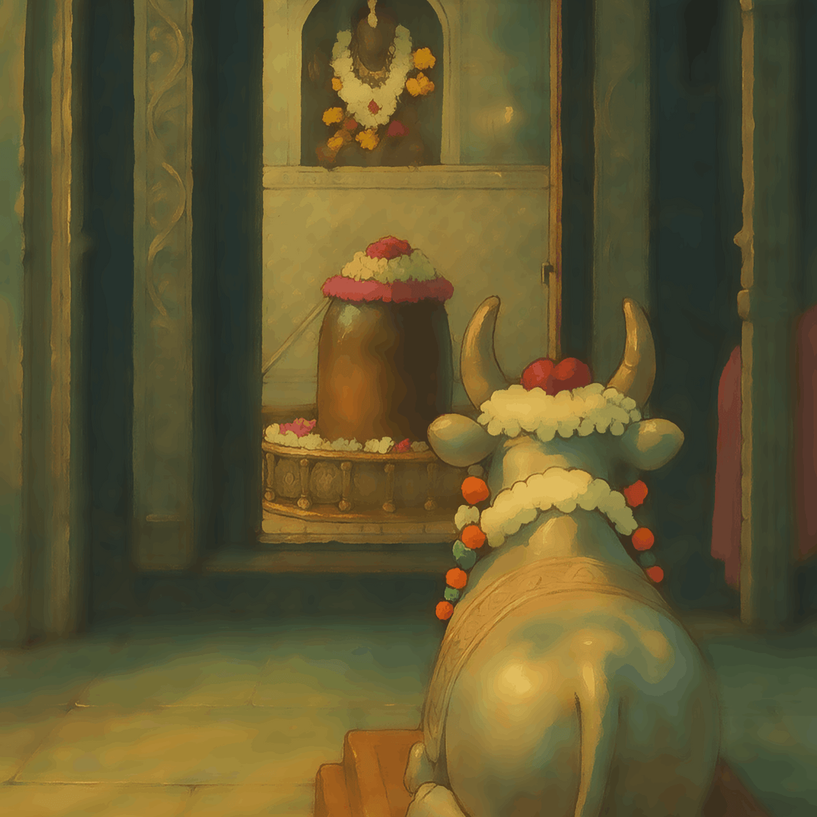 Nandi at the Feet of Mahakal - Ghibli Addition Shivji
