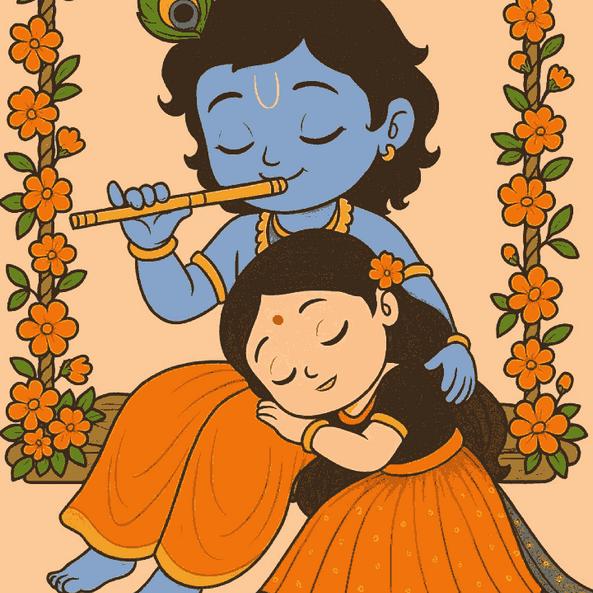 Cute Radha Krishna on Swing