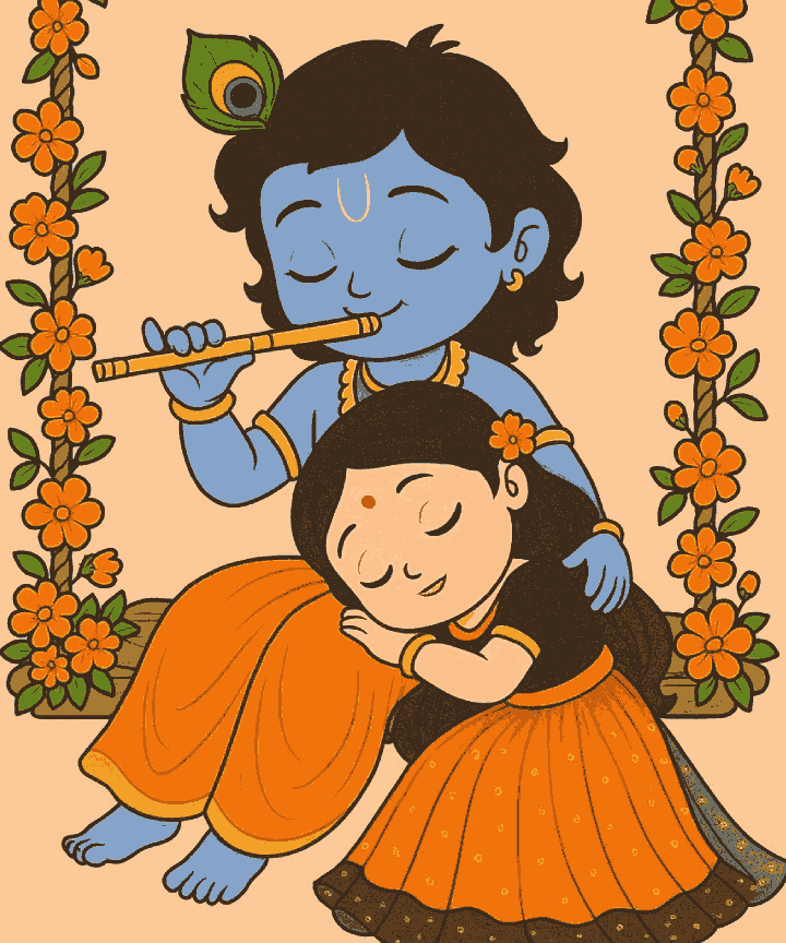 Cute Radha Krishna on Swing