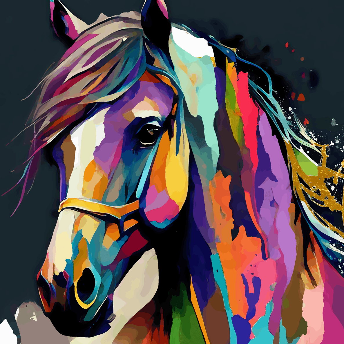 Horse Colorful Abstract Portrait