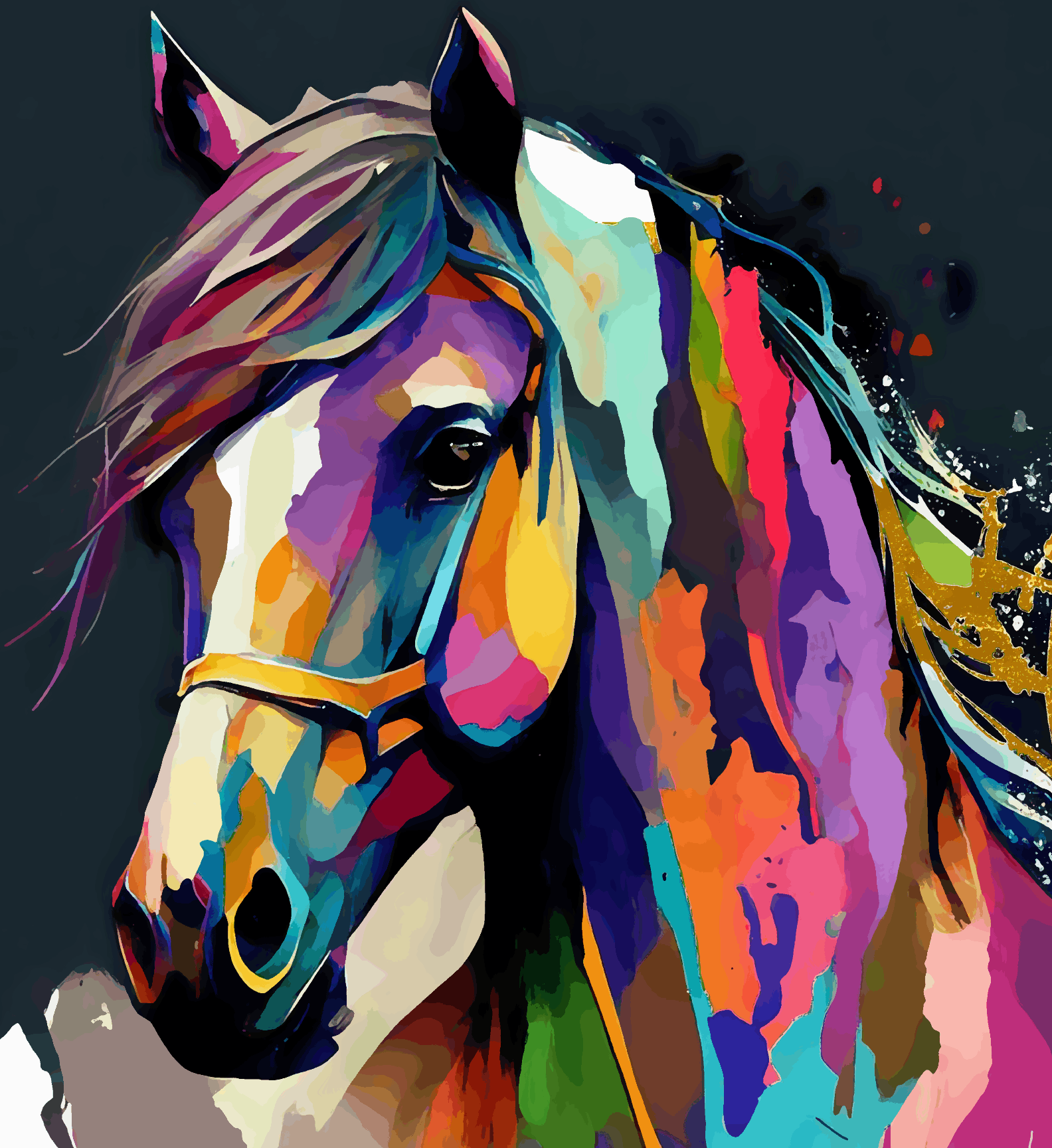 Horse Colorful Abstract Portrait